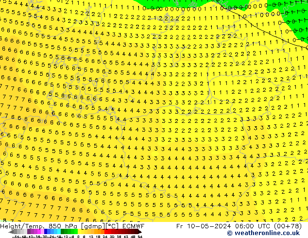 Z500/Rain (+SLP)/Z850 ECMWF ven 10.05.2024 06 UTC