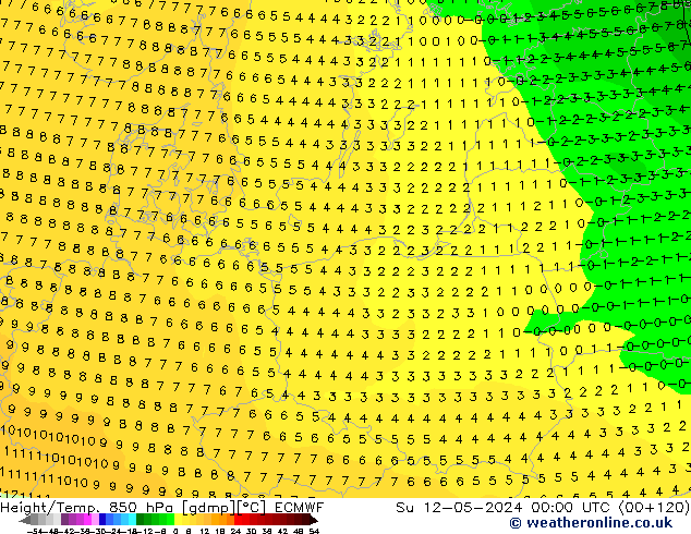 Z500/Regen(+SLP)/Z850 ECMWF zo 12.05.2024 00 UTC