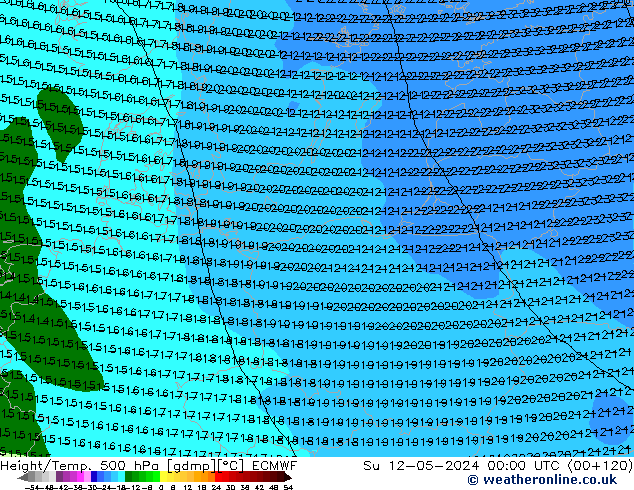 Z500/Regen(+SLP)/Z850 ECMWF zo 12.05.2024 00 UTC