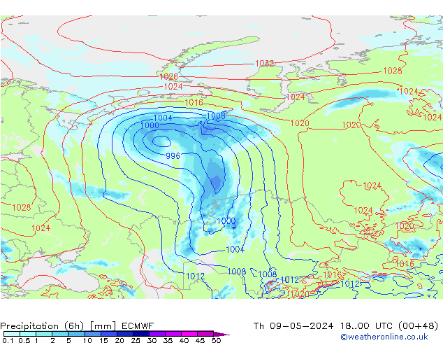 Z500/Rain (+SLP)/Z850 ECMWF jeu 09.05.2024 00 UTC