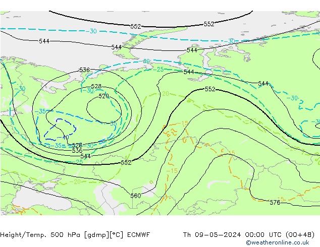 Z500/Rain (+SLP)/Z850 ECMWF jeu 09.05.2024 00 UTC