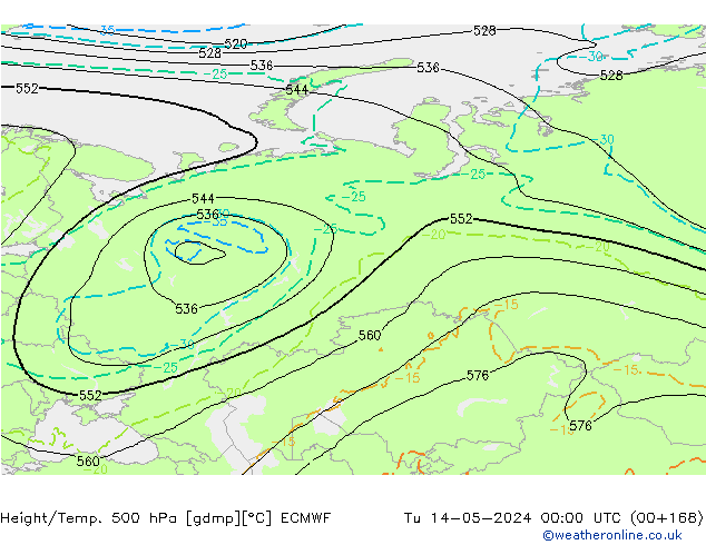 Z500/Rain (+SLP)/Z850 ECMWF Tu 14.05.2024 00 UTC