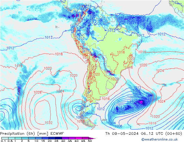 Z500/Rain (+SLP)/Z850 ECMWF jeu 09.05.2024 12 UTC