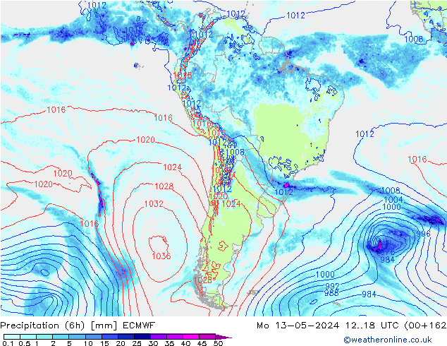 Z500/Rain (+SLP)/Z850 ECMWF Mo 13.05.2024 18 UTC