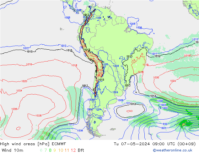 High wind areas ECMWF mar 07.05.2024 09 UTC