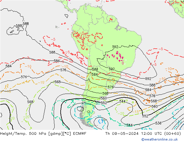 Z500/Rain (+SLP)/Z850 ECMWF jeu 09.05.2024 12 UTC
