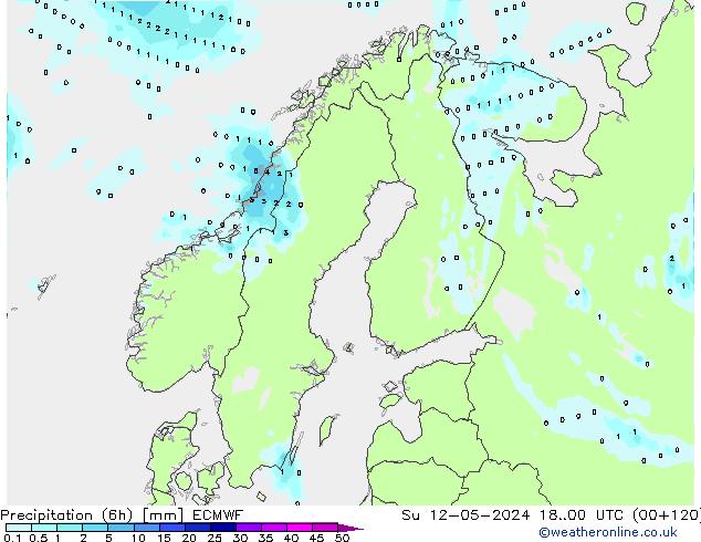 Z500/Rain (+SLP)/Z850 ECMWF Вс 12.05.2024 00 UTC