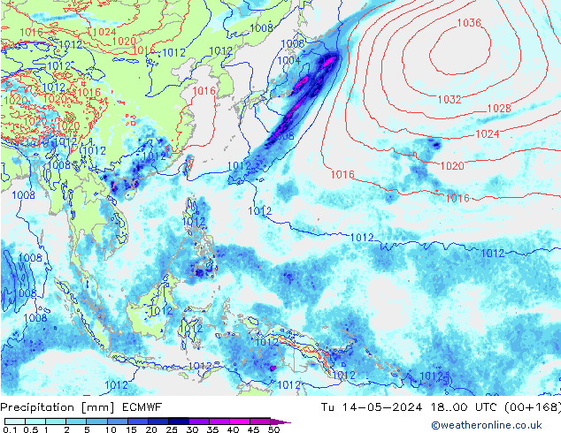 Precipitazione ECMWF mar 14.05.2024 00 UTC