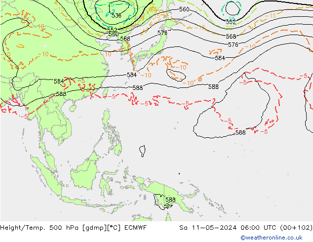 Z500/Yağmur (+YB)/Z850 ECMWF Cts 11.05.2024 06 UTC