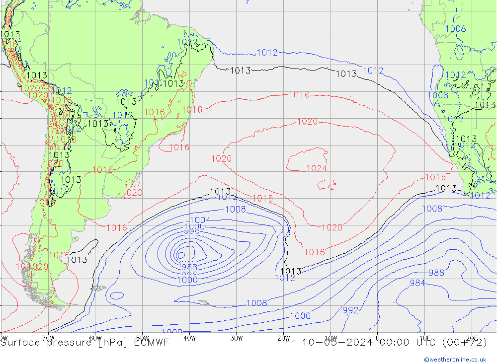 Atmosférický tlak ECMWF Pá 10.05.2024 00 UTC