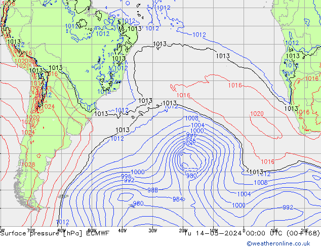 Surface pressure ECMWF Tu 14.05.2024 00 UTC