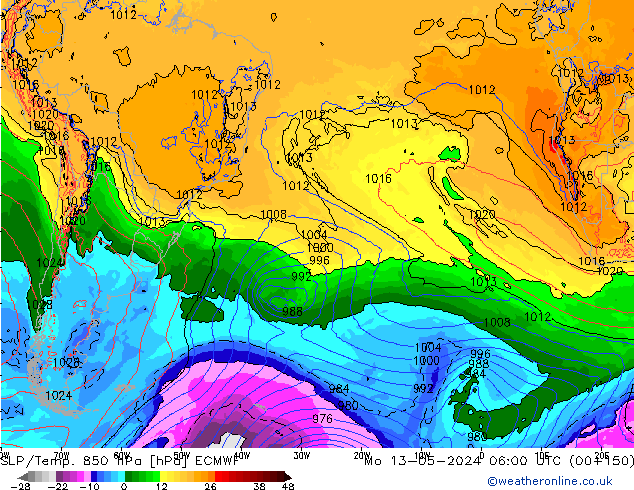 SLP/Temp. 850 hPa ECMWF lun 13.05.2024 06 UTC