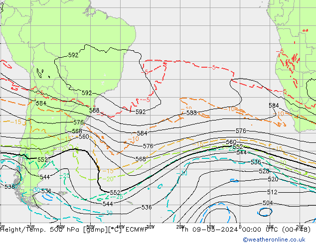 Z500/Rain (+SLP)/Z850 ECMWF Do 09.05.2024 00 UTC