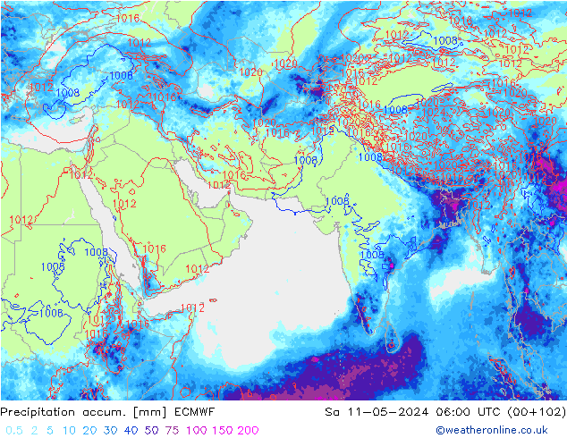 Totale neerslag ECMWF za 11.05.2024 06 UTC