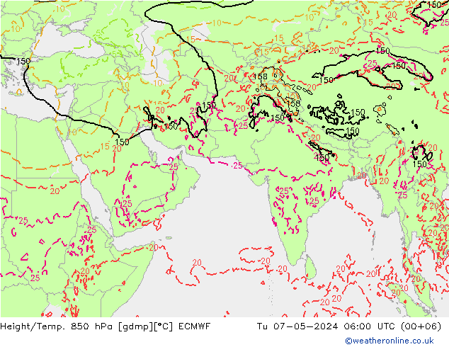Z500/Rain (+SLP)/Z850 ECMWF Di 07.05.2024 06 UTC