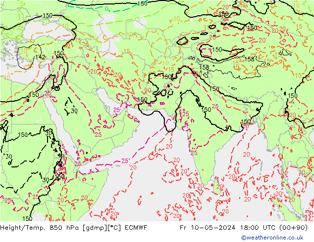 Z500/Rain (+SLP)/Z850 ECMWF  10.05.2024 18 UTC