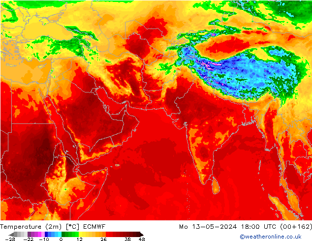 Temperatura (2m) ECMWF lun 13.05.2024 18 UTC