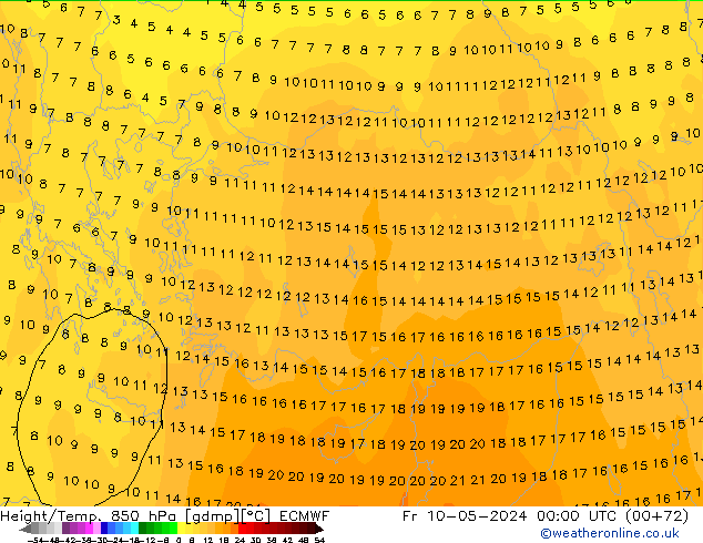 Z500/Regen(+SLP)/Z850 ECMWF vr 10.05.2024 00 UTC