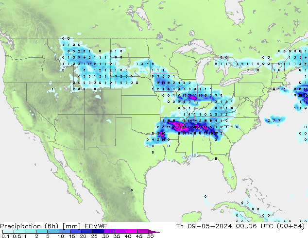 Z500/Rain (+SLP)/Z850 ECMWF gio 09.05.2024 06 UTC