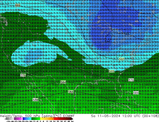 Z500/Regen(+SLP)/Z850 ECMWF za 11.05.2024 12 UTC