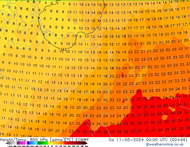 Z500/Rain (+SLP)/Z850 ECMWF сб 11.05.2024 00 UTC