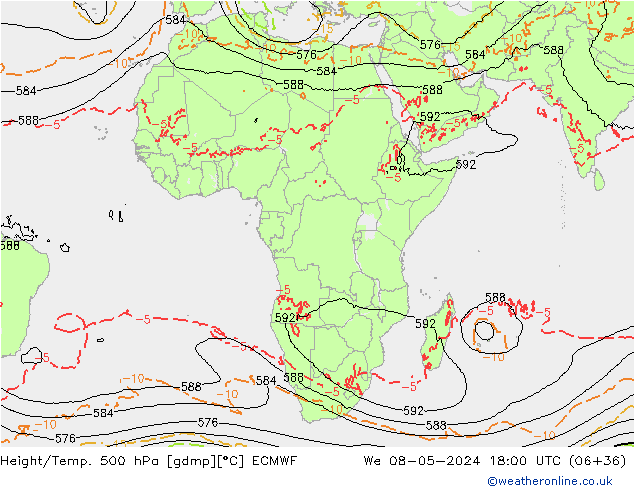 Z500/Rain (+SLP)/Z850 ECMWF śro. 08.05.2024 18 UTC