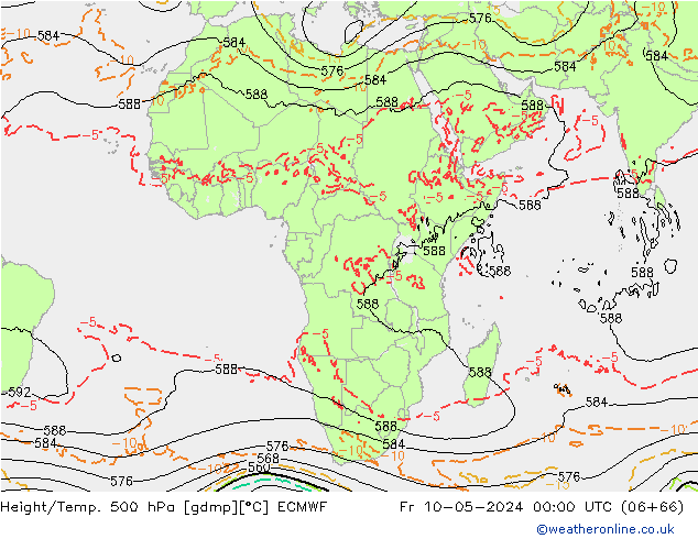 Z500/Regen(+SLP)/Z850 ECMWF vr 10.05.2024 00 UTC