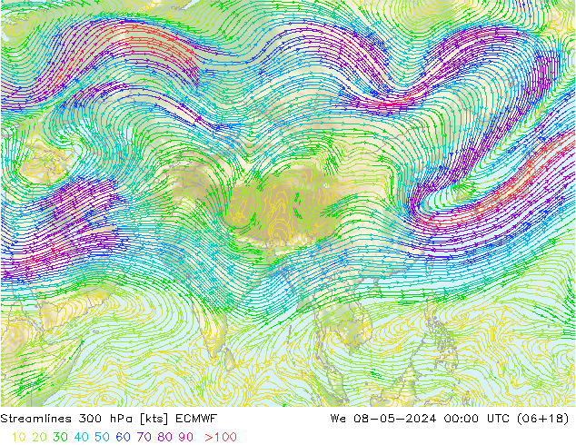 ветер 300 гПа ECMWF ср 08.05.2024 00 UTC
