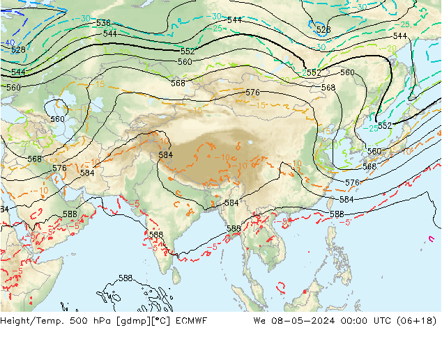 Height/Temp. 500 hPa ECMWF We 08.05.2024 00 UTC