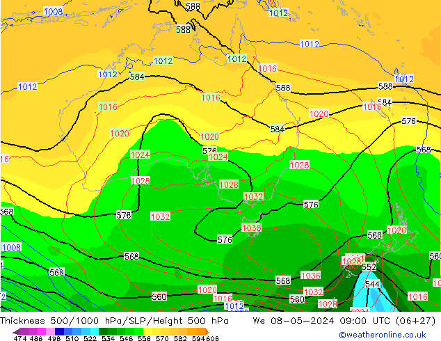 Thck 500-1000hPa ECMWF We 08.05.2024 09 UTC