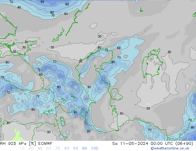 RH 925 hPa ECMWF So 11.05.2024 00 UTC