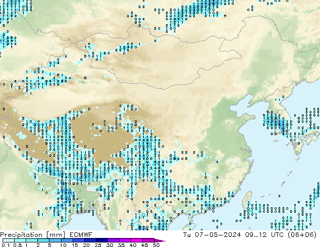 降水 ECMWF 星期二 07.05.2024 12 UTC