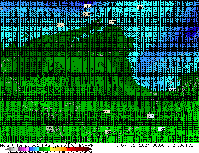 Height/Temp. 500 hPa ECMWF 星期二 07.05.2024 09 UTC