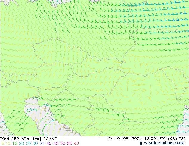 Wind 950 hPa ECMWF Fr 10.05.2024 12 UTC