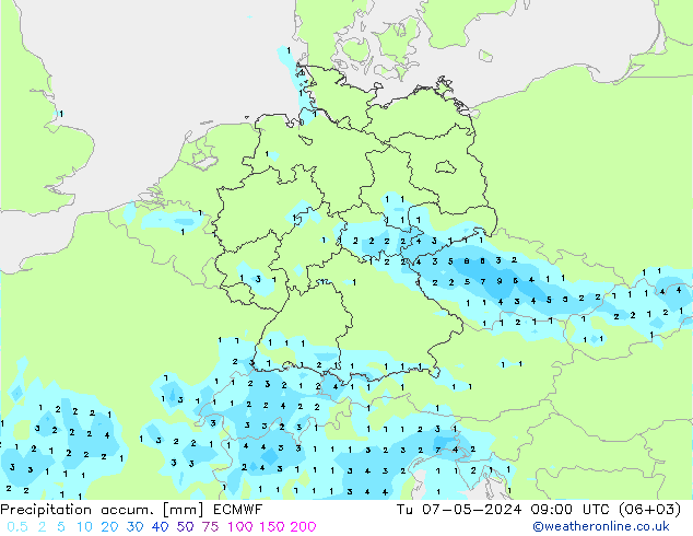 Precipitación acum. ECMWF mar 07.05.2024 09 UTC