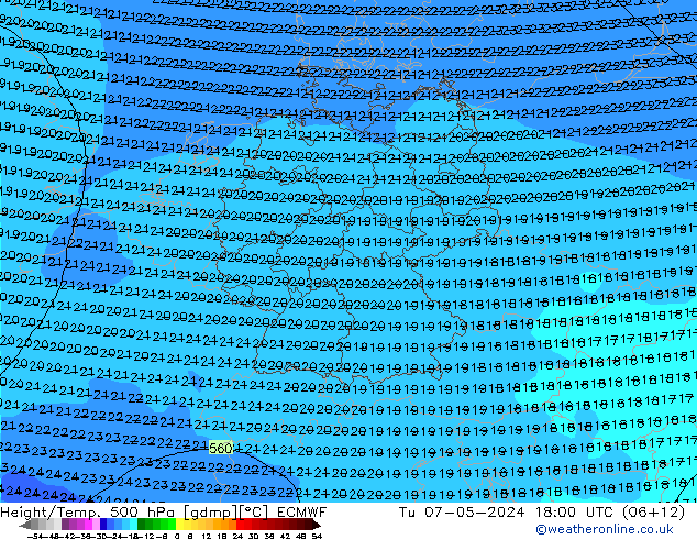 Z500/Rain (+SLP)/Z850 ECMWF Di 07.05.2024 18 UTC