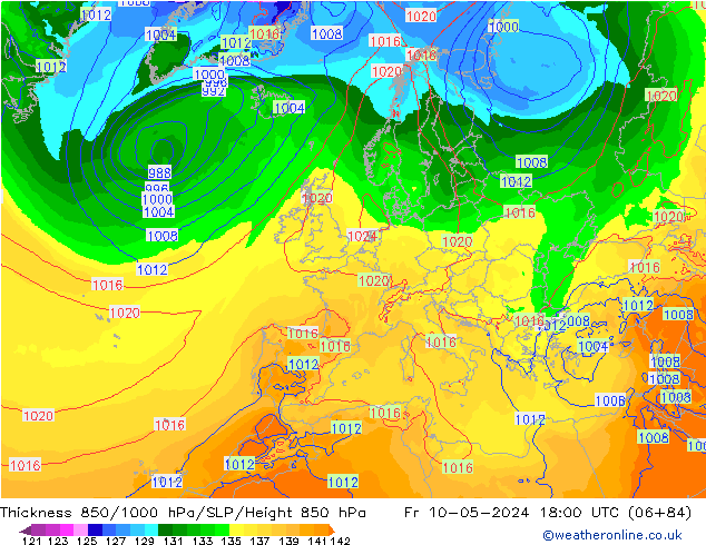 850-1000 hPa Kalınlığı ECMWF Cu 10.05.2024 18 UTC