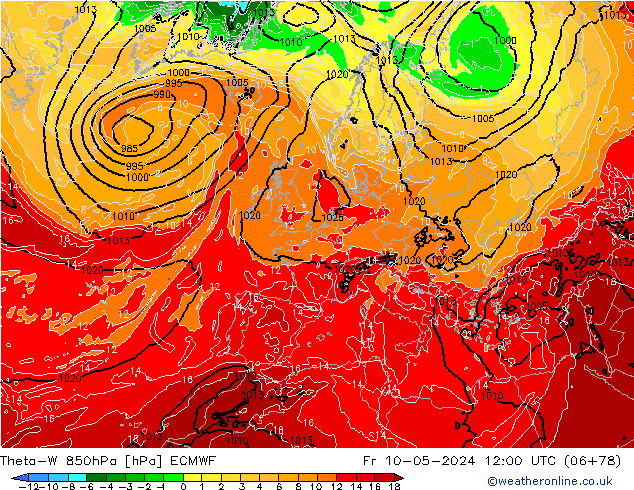 Theta-W 850hPa ECMWF Fr 10.05.2024 12 UTC