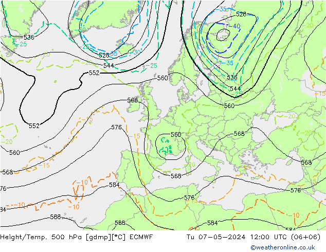 Height/Temp. 500 hPa ECMWF mar 07.05.2024 12 UTC