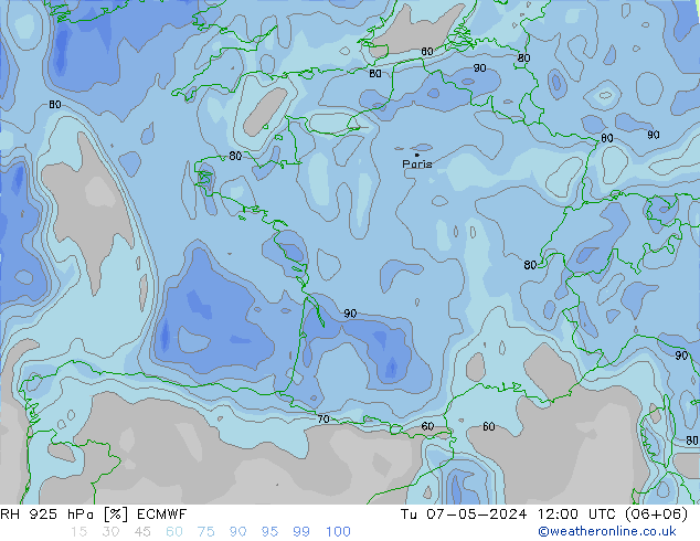 RH 925 hPa ECMWF Di 07.05.2024 12 UTC