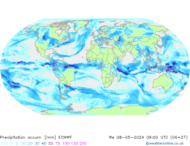 Precipitation accum. ECMWF Qua 08.05.2024 09 UTC