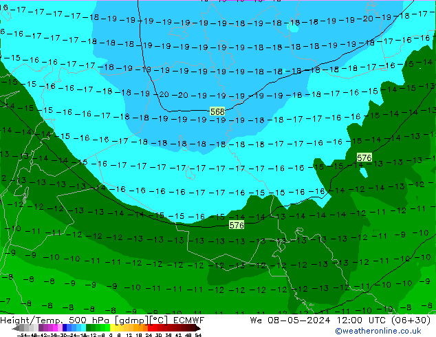 Z500/Rain (+SLP)/Z850 ECMWF We 08.05.2024 12 UTC