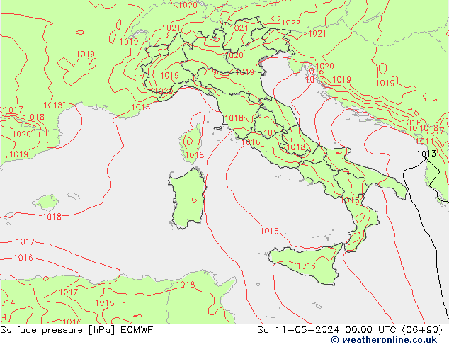 Bodendruck ECMWF Sa 11.05.2024 00 UTC