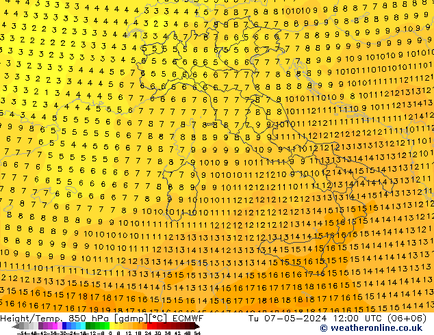 Z500/Rain (+SLP)/Z850 ECMWF mar 07.05.2024 12 UTC