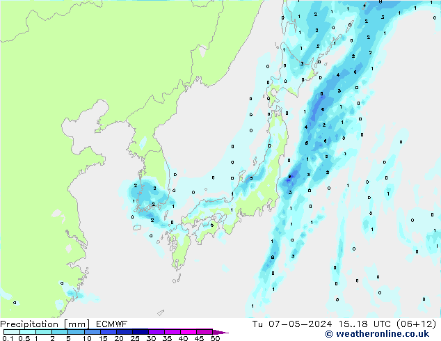 Precipitation ECMWF Tu 07.05.2024 18 UTC