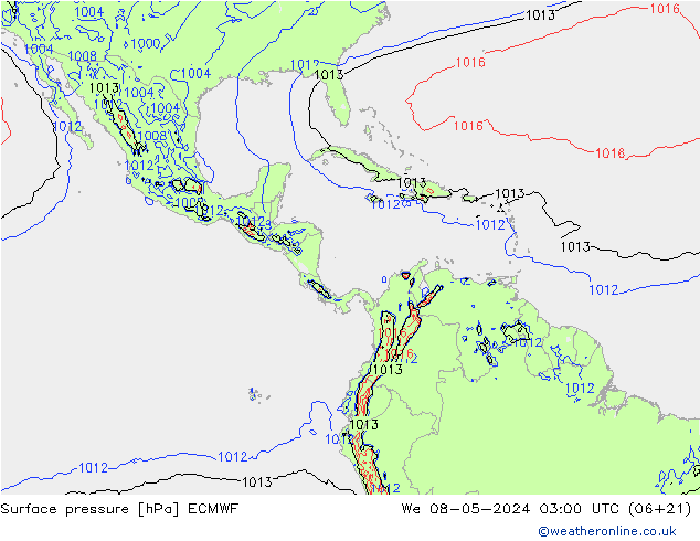 Surface pressure ECMWF We 08.05.2024 03 UTC