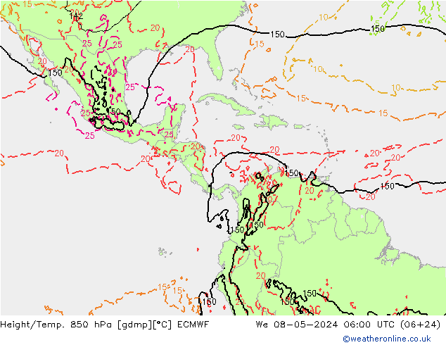 Z500/Rain (+SLP)/Z850 ECMWF Qua 08.05.2024 06 UTC