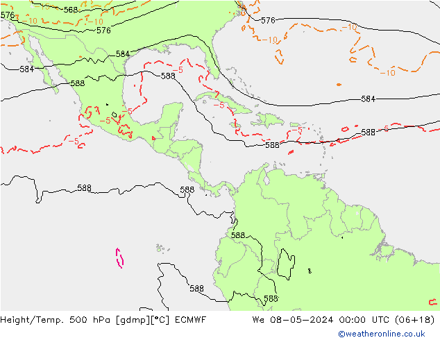 Z500/Yağmur (+YB)/Z850 ECMWF Çar 08.05.2024 00 UTC