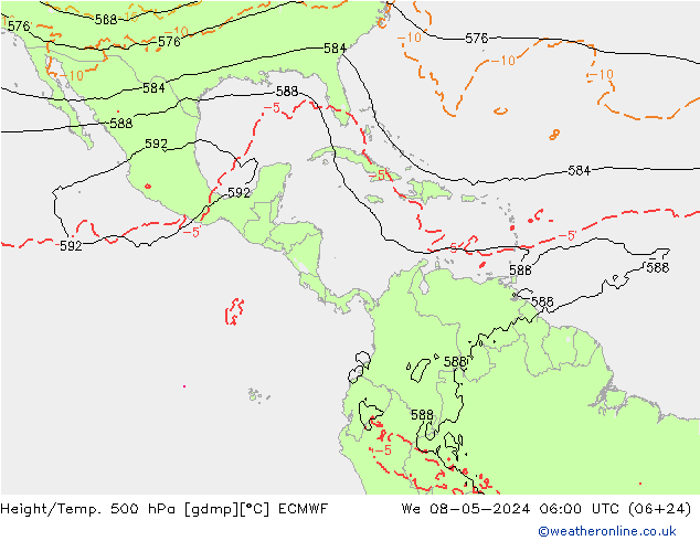 Hoogte/Temp. 500 hPa ECMWF wo 08.05.2024 06 UTC