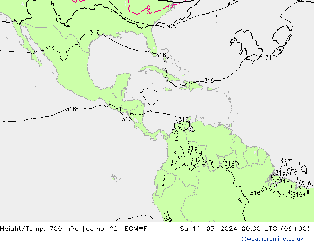 Height/Temp. 700 hPa ECMWF  11.05.2024 00 UTC